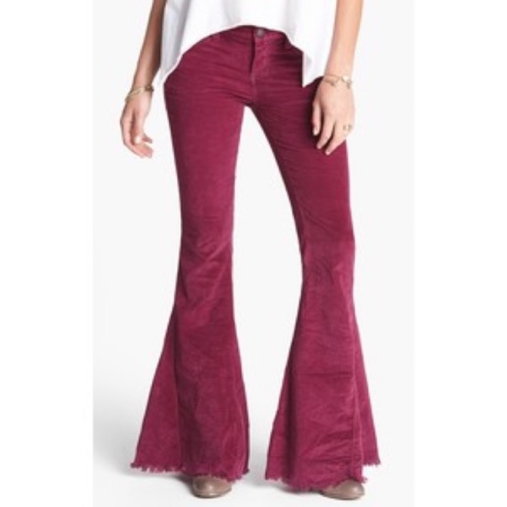 Rare Free People Maroon Corduroy Flare Bell Bottom